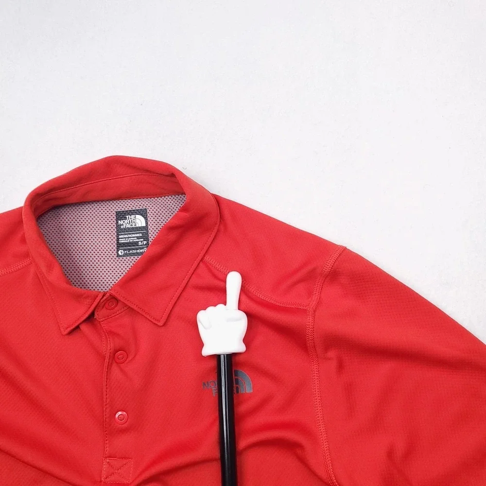 North Face Shirt Mens Small Red Horizon Polo Short Sleeve Outdoor Flashdry Golf